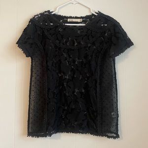 Madewell HI-Line Black Lace Semi Sheer Top